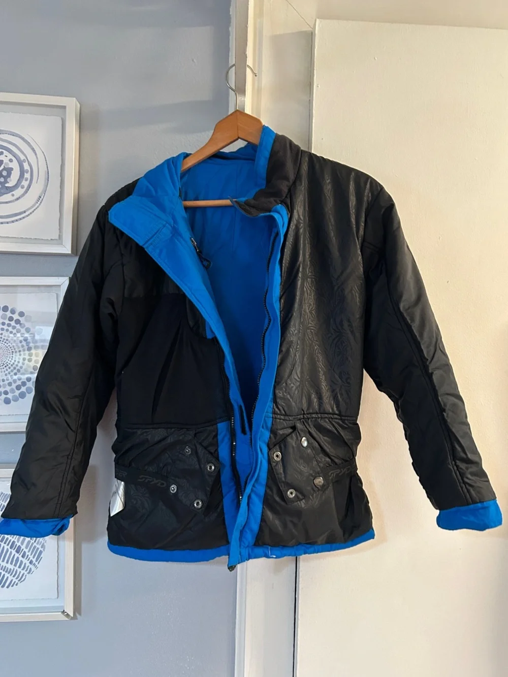 Spyder Boys Blue Black Insulated Ski Jacket Winter Coat Size 16